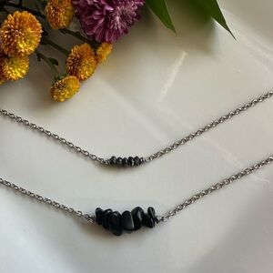 Obsidian and Ruby Zoisite Necklace Set